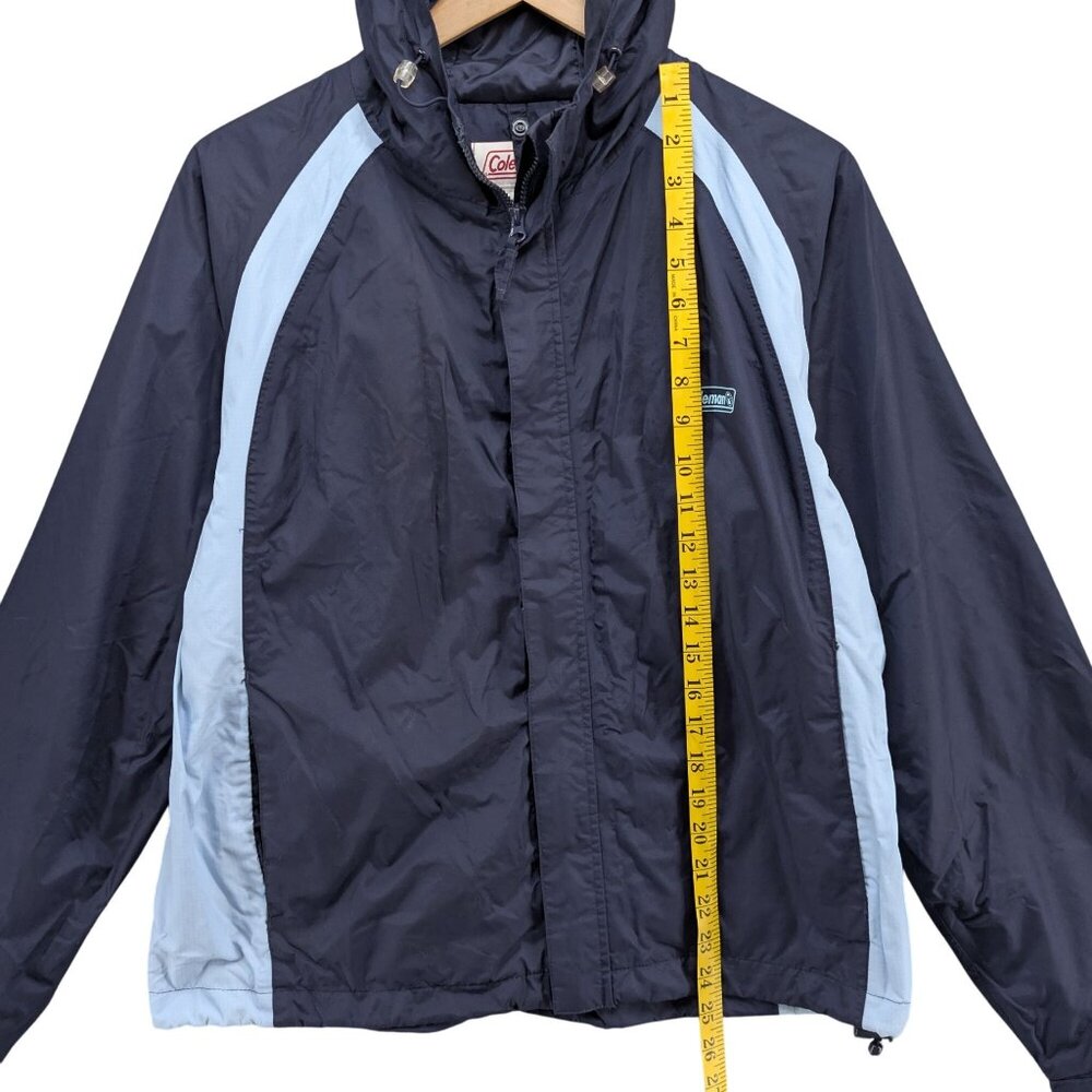 Coleman Rain Jacket Womens Navy Blue Nylon Hooded Full Zip Waterproof Size S/M - Picture 6 of 9